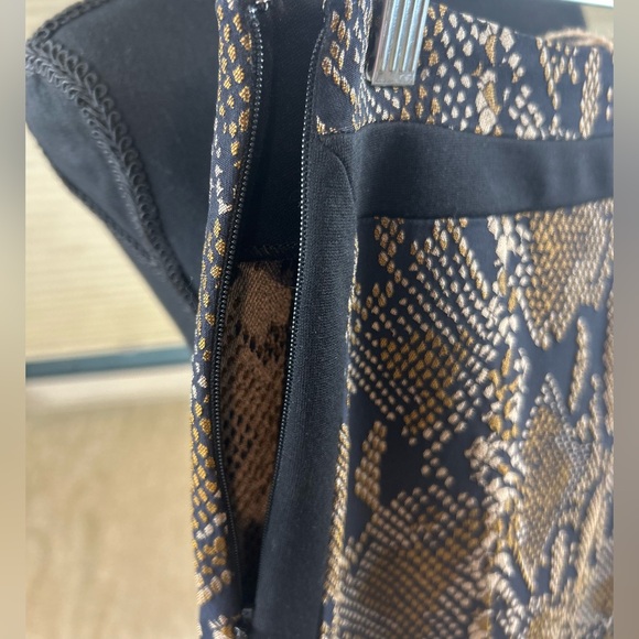 Diane Von Furstenberg Python Print Navy Khaki Pencil Skirt - Picture 4 of 6